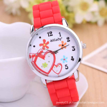 2015 candy cartoon fancy barato silicone relógio pulseira coração amor relógio relógio para teen girls